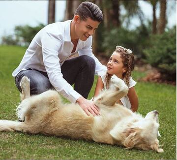 El mediocampista colombiano ha demostrado el amor por los caninos, ya que tiene a varios de ellos. 