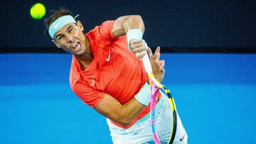 Rafael Nadal, durante su partido con Marc Lopez contra Max Purcell y Jordan Thompson en Brisbane.