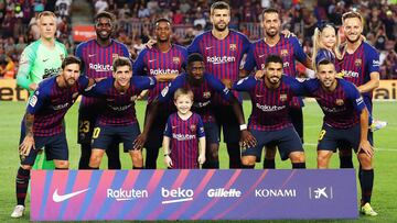 Ter Stegen, Umtiti, Semedo, Piqu&eacute;, Busquets, Rakitic, Messi, Sergi Roberto, Demb&eacute;l&eacute;, Luis Su&aacute;rez y Jordi Alba.