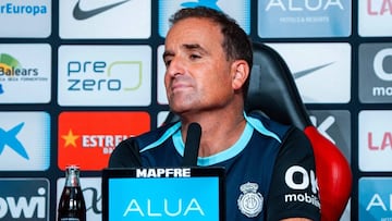 El entrenador del Mallorca, Jagoba Arrasate, en rueda de prensa.