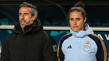 Montse Tomé y Jorge Vilda durante un partido con la Selección.