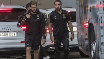 Nacho, en la imagen junto a Carvajal, será el lateral izquierdo ante Osasuna debido a las bajas de Marcelo y de Mendy.