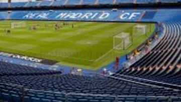 El Real Madrid se ejercita en el Estadio Santiago Bernabéu