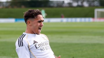 Liberto celebra su gol con el Madrid a la Juventus en la Youth League.