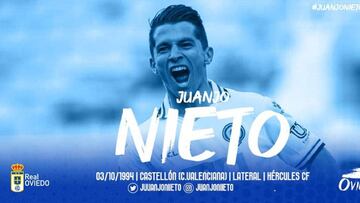 Juanjo Nieto llega para reforzar el lateral derecho del Oviedo