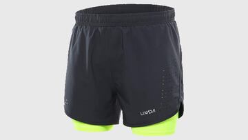 Pantalón corto running hombre con forro largo y secado rápido disponible en Amazon.