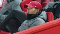 Soccer Football - Premier League - Liverpool v Wolverhampton Wanderers - Anfield, Liverpool, Britain - December 6, 2020 Liverpool&#039;s Virgil van Dijk watches the match from the stands Pool via REUTERS/Jon Super EDITORIAL USE ONLY. No use with unauthori