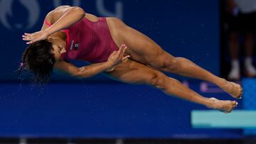 SAINT-DENIS, 08/08/2024.- La mexicana Aranza Vázquez compite en la seminfinal de trampolín 3m femenino en el marco de los Juegos Olímpicos París 2024, este jueves, en Saint-Denis, Francia. EFE/ Julio Muñoz