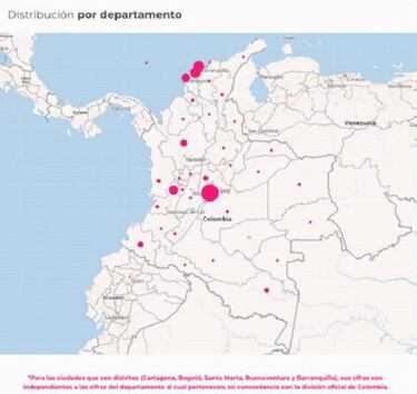 Mapa de casos y muertes por coronavirus por departamentos en Colombia: hoy, 25 de noviembre