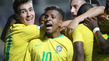 Rodrygo celebra un gol.