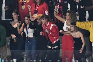 Taylor Swift cheers on the Chiefs at Super Bowl LVIII in Las Vegas.