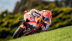 Marc Márquez, durante los entrenamientos libres de MotoGP en el circuito de Phillip Island, en Australia