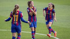 Aitana, Patri y Alexia en un partido del Barcelona.