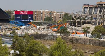 Aspecto de la demolición del Estadio Vicente Calderón a 24 de julio de 2019.

