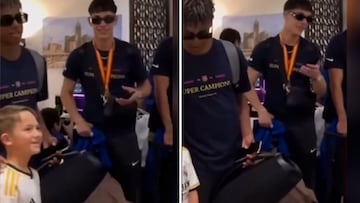 Más culé que Gaspart: el gesto de Lamine cuando un niño con la camiseta del Madrid le pide una foto