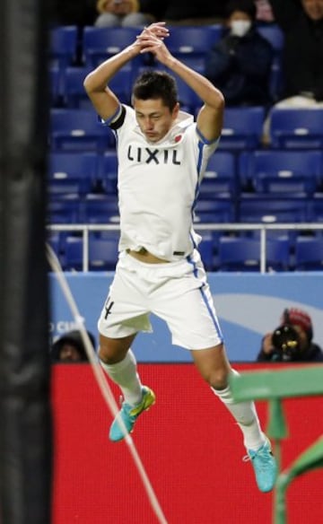 Football Soccer - Atletico Nacional v Kashima Antlers - FIFA Club World Cup Semi Final - Suita City Football Stadium, Osaka, Japan - 14/12/16 Kashima Antlers' Yuma Suzuki celebrates scoring their third goal Reuters / Kim Kyung-Hoon Livepic EDITORIAL USE O