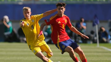 Rodrigo Mendoza, centrocampista de la Sub-20 ante Ucrania.