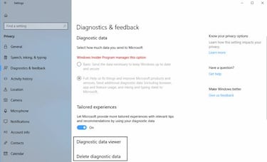 Así podrás eliminar los datos que Windows 10 sabe de ti