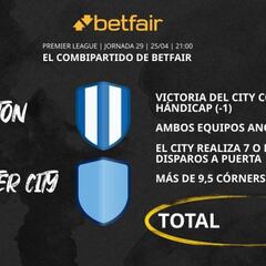 Brighton vs. Manchester City: Combipartido de Betfair a cuota 10.6