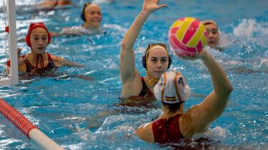 La Selección española de waterpolo durante un entrenamiento.