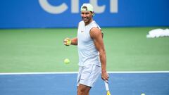 Rafa Nadal entrenando en el CIti Open.