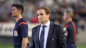 El técnico de la Real Sociedad, Jagoba Arrasate, durante el encuentro correspondiente a la novena jornada de primera división, que disputan esta noche frente al Córdoba en el estadio Arcangel de Córdoba.