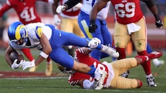 Puka Nacua #17 of the Los Angeles Rams catches a pass.