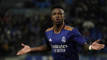 Vinicius celebra el gol que marcó el sábado a la Real Sociedad en los primeros minutos de la segunda parte.
