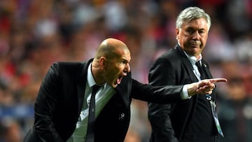 Zidane y Ancelotti, en el Real Madrid. 