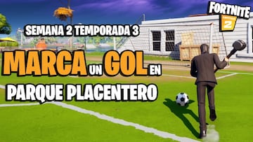 Fortnite Cap&iacute;tulo 2 - Temporada 3 | Desaf&iacute;o de la Semana 2: marca un gol en el campo de f&uacute;tbol de Parque Placentero
 