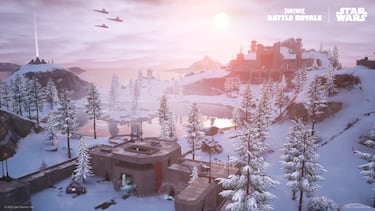 This is what the new Galactic Battle map looks like. It is the new Fortnite season centered on Star Wars