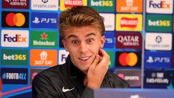 Soccer Football - UEFA Champions League - Atletico Madrid MD-1 Press Conferences - Anfield, Liverpool, Britain - September 16, 2025 Atletico Madrid's Pablo Barrios during the press conference Action Images via Reuters/Craig Brough