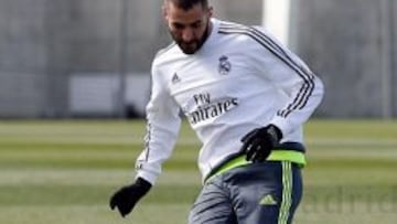 Benzema, durante un entrenamiento.