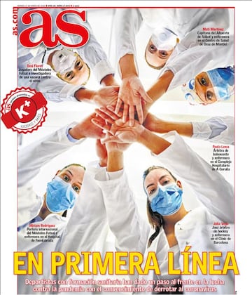 El combate de sanitarios y auxiliares. Miri, Desi, Mati, Paula Lema y Julia Vega pusieron cara a todos los profesionales de la Sanidad.