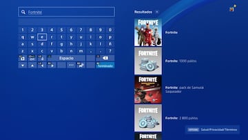 Buscamos &quot;Fortnite&quot; en el cuadro de b&uacute;squeda de la tienda