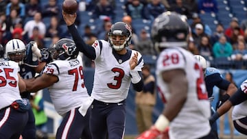 NASHVILLE, TN - JANUARY 01: Quarterback Tom Savage #3 of the Houston Texans throws a pass against the Tennessee Titans during the first half at Nissan Stadium on January 1, 2017 in Nashville, Tennessee.   Frederick Breedon/Getty Images/AFP
 == FOR NEWSPAPERS, INTERNET, TELCOS &amp; TELEVISION USE ONLY ==