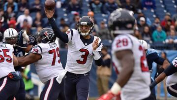 NASHVILLE, TN - JANUARY 01: Quarterback Tom Savage #3 of the Houston Texans throws a pass against the Tennessee Titans during the first half at Nissan Stadium on January 1, 2017 in Nashville, Tennessee.   Frederick Breedon/Getty Images/AFP
 == FOR NEWSPAPERS, INTERNET, TELCOS &amp; TELEVISION USE ONLY ==