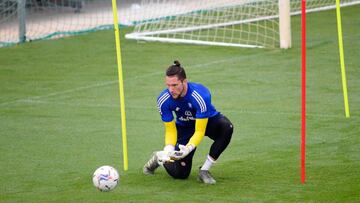 Jeremias Ledesma durante el entrenamiento de este jueves.