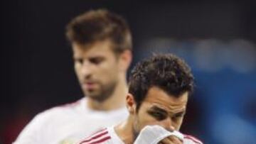 Cesc se lamenta por una ocasión perdida.