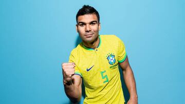 DOHA, QATAR - NOVEMBER 20: Casemiro of Brazil poses during the official FIFA World Cup Qatar 2022 portrait session on November 20, 2022 in Doha, Qatar. (Photo by Buda Mendes - FIFA/FIFA via Getty Images)