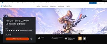 Horizon Zero Dawn PS Store