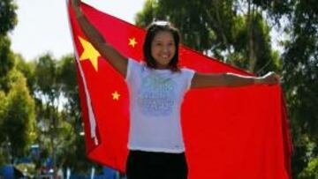 Li Na, posando ayer.