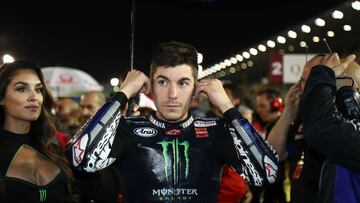 Maverick Vi&ntilde;ales en la recta de meta de Qatar para la carrera de 2019.