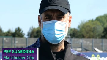 Reaparece Guardiola, con mascarilla y con el mensaje más precavido que ha dado nunca