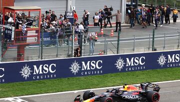 Formula One F1 - Belgian Grand Prix - Spa-Francorchamps, Spa, Belgium - July 30, 2023 Red Bull's Max Verstappen takes the chequered flag to win the race REUTERS/Stephanie Lecocq