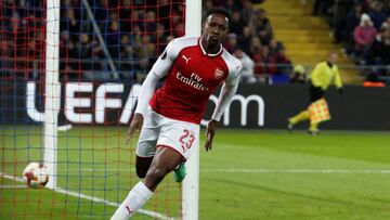 Soccer Football - Europa League Quarter Final Second Leg - CSKA Moscow v Arsenal - VEB Arena, Moscow, Russia - April 12, 2018 Arsenal's Danny Welbeck celebrates scoring their first goal REUTERS/Grigory Dukor