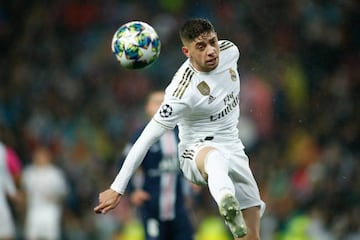 Federico Valverde of Real Madrid during the UEFA Champions League match against Paris Saint-Germain.