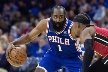 James Harden during the Philadelphia 76ers' NBA Playoff series against the Miami Heat.