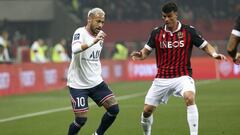 Flavius Daniliuc y Neymar, durante el Niza-PSG.