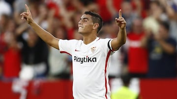 Ben Yedder celebra un gol con el Sevilla.